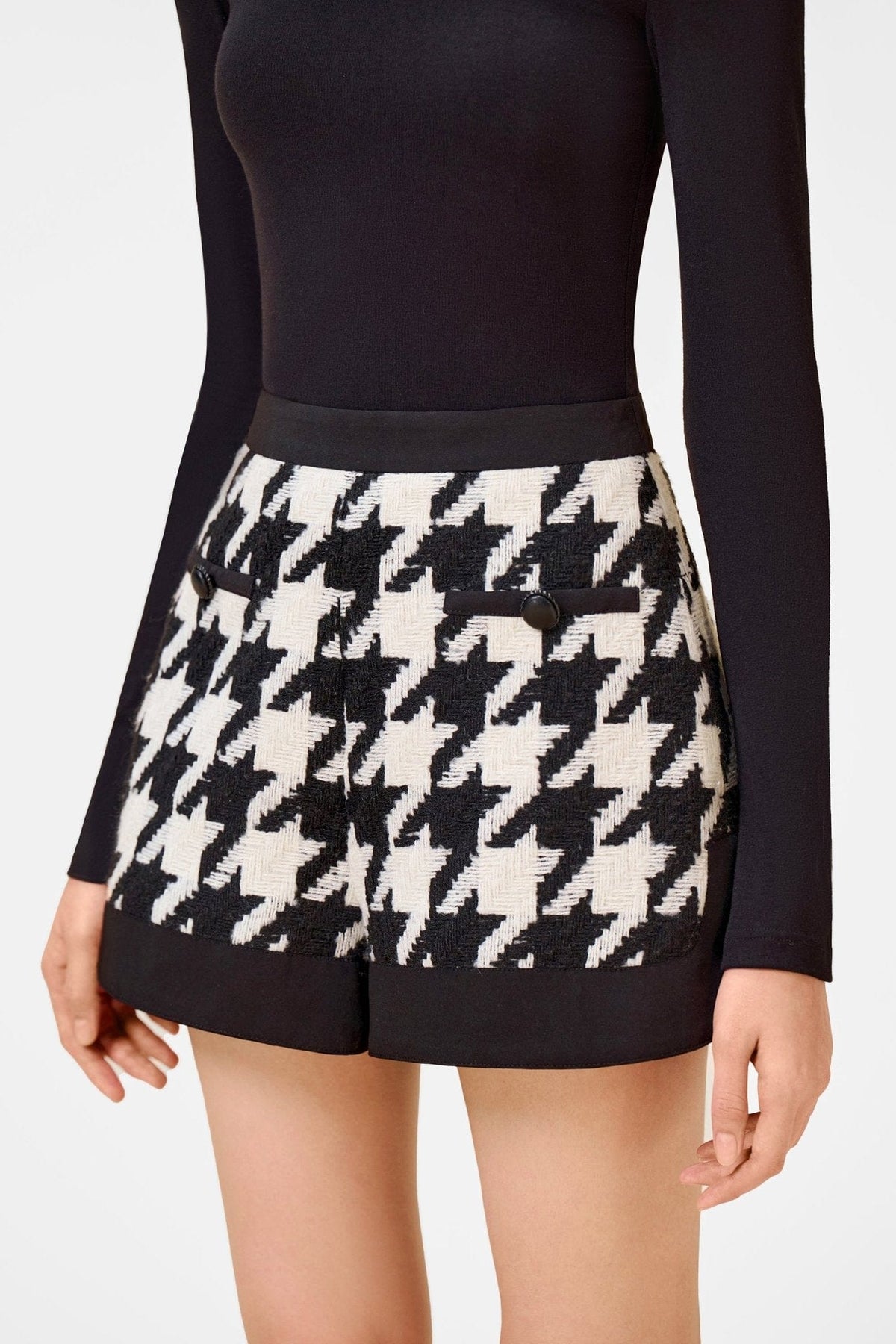 Black and White Houndstooth Shorts by Montsand