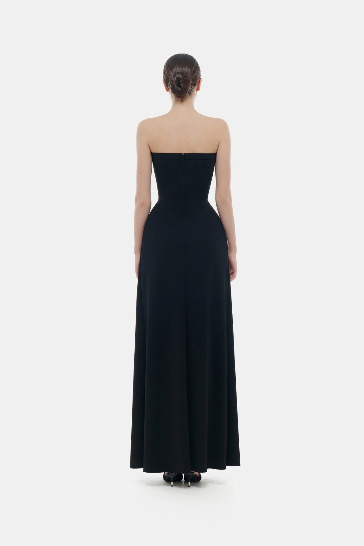 Black Bow Ruched Maxi Dress by Montsand