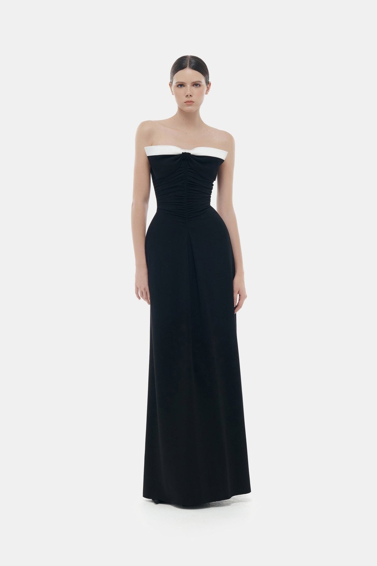 Black Bow Ruched Maxi Dress by Montsand