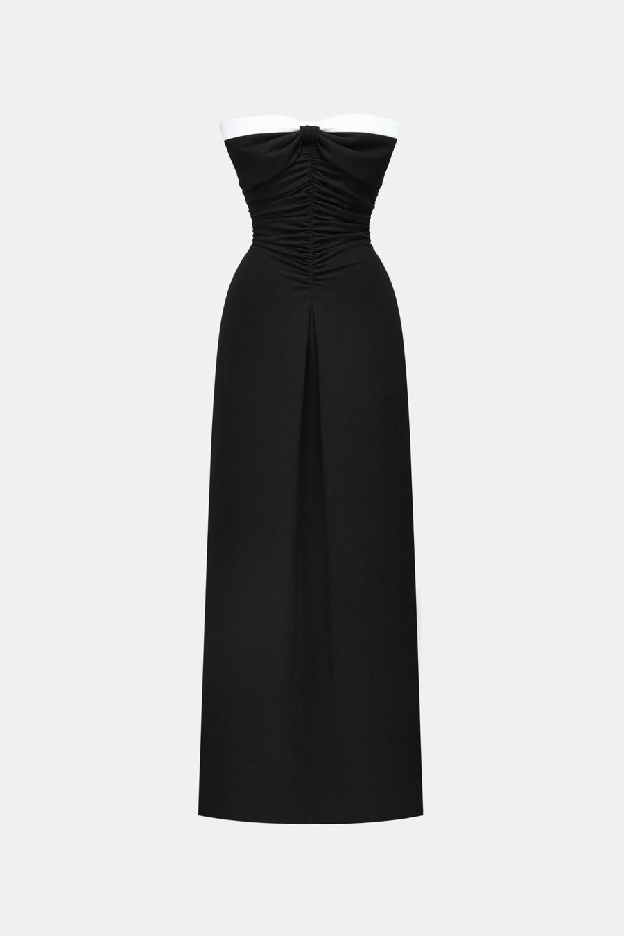 Black Bow Ruched Maxi Dress