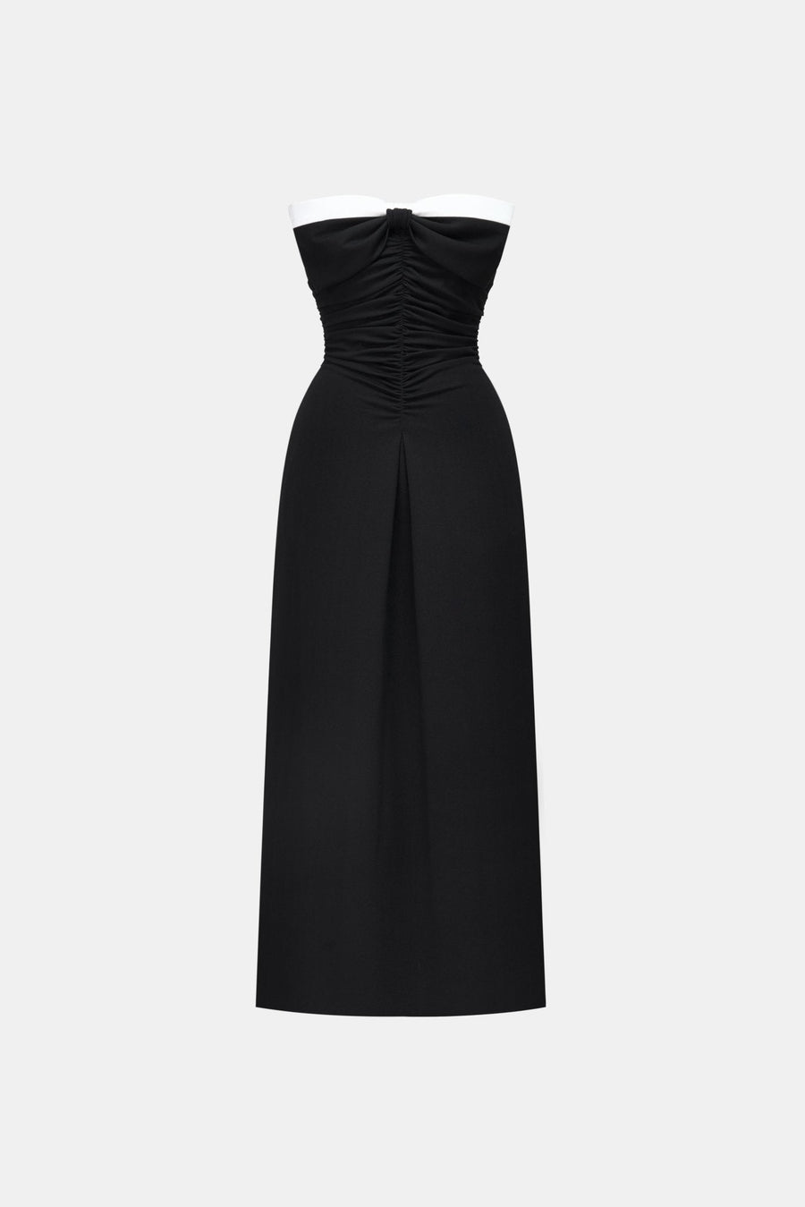 Black Bow Ruched Midi Dress