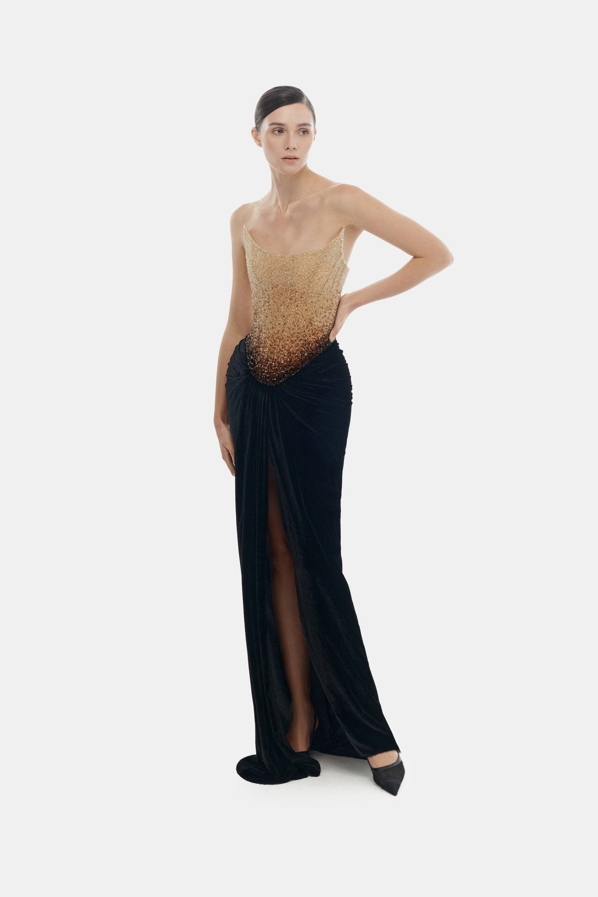Black Champagne Crystalized Dress by Montsand