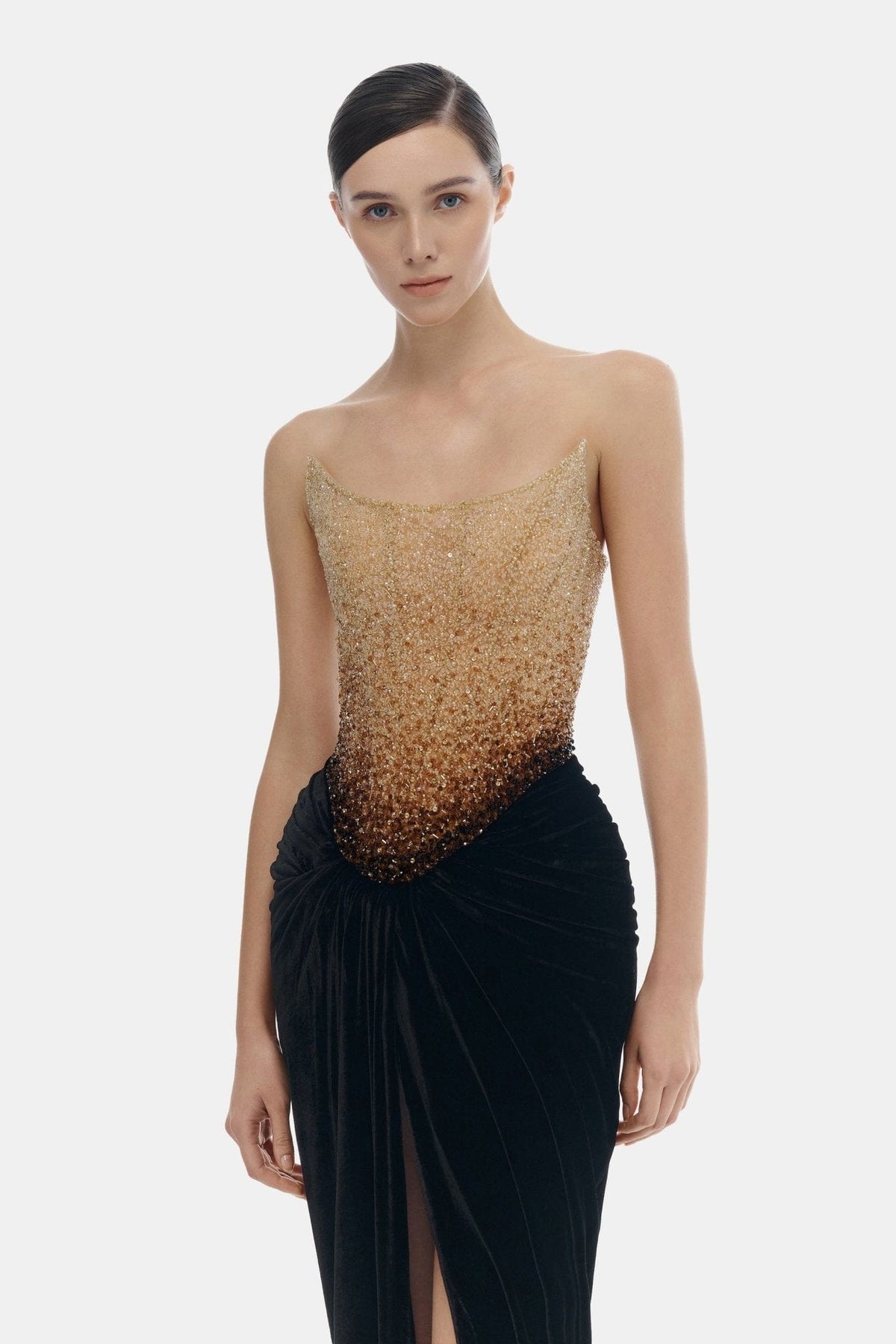 Black Champagne Crystalized Dress by Montsand