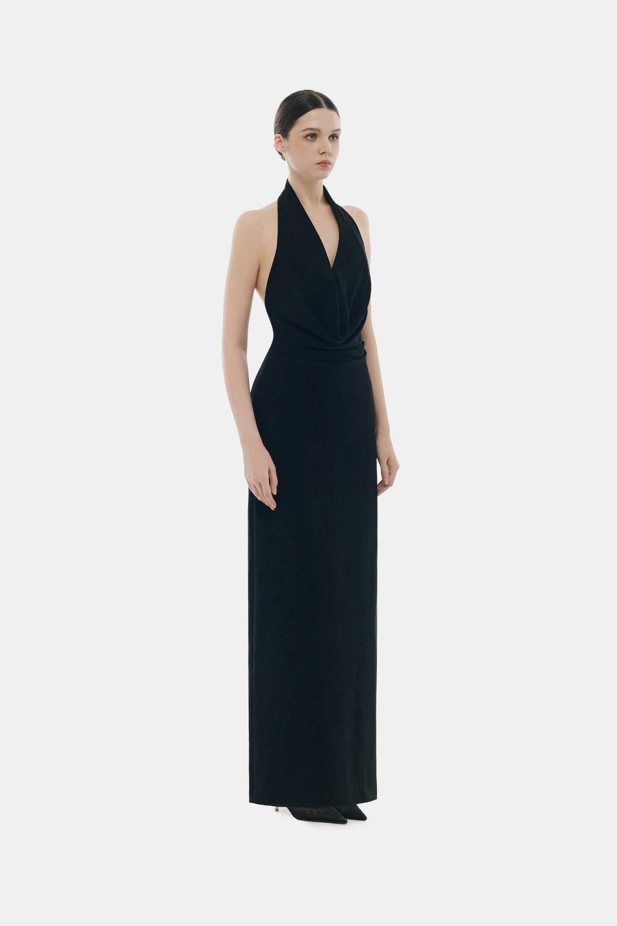 Black Cowl-neck Maxi Dress by Montsand