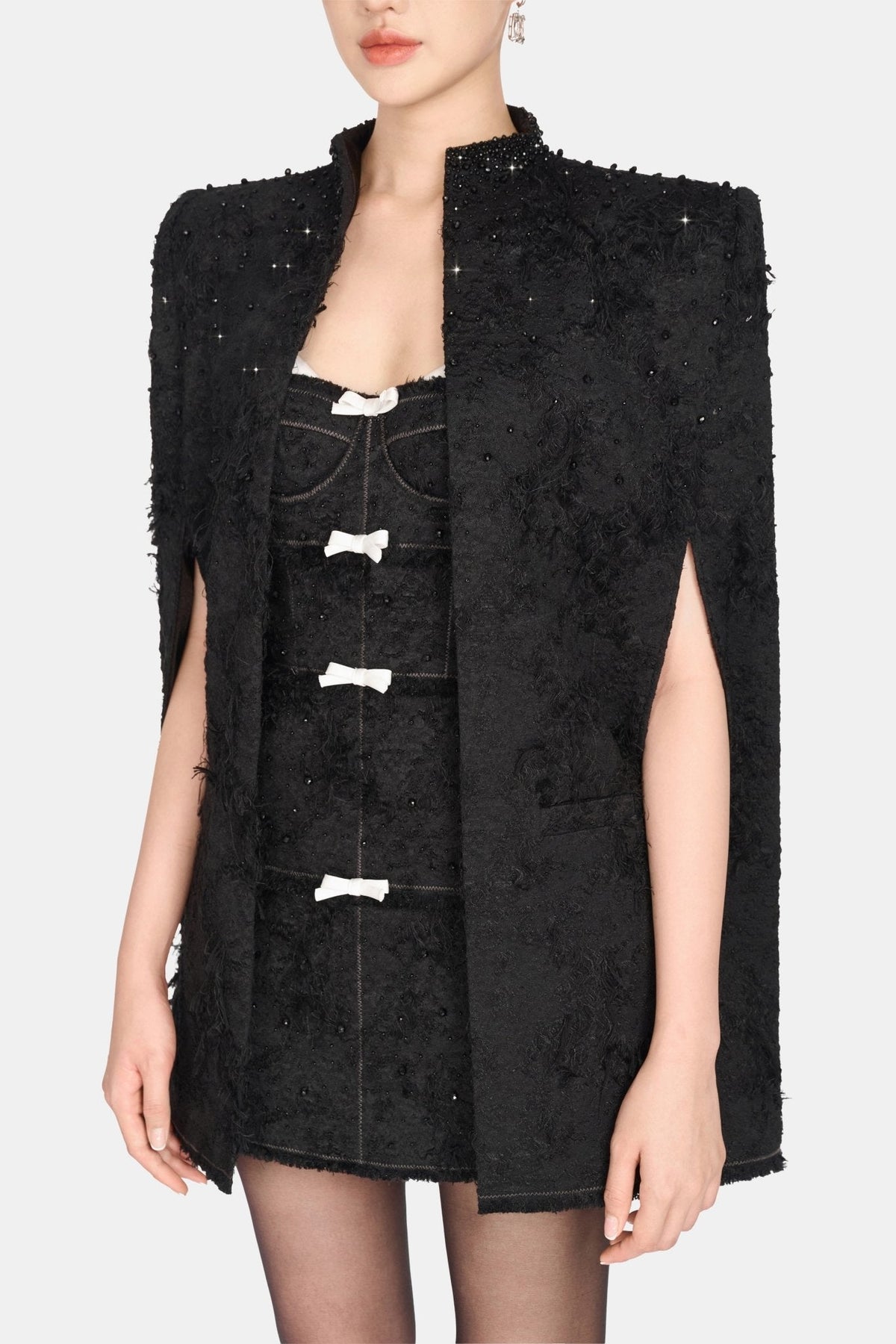 Black Crystal Beaded Cape by Montsand