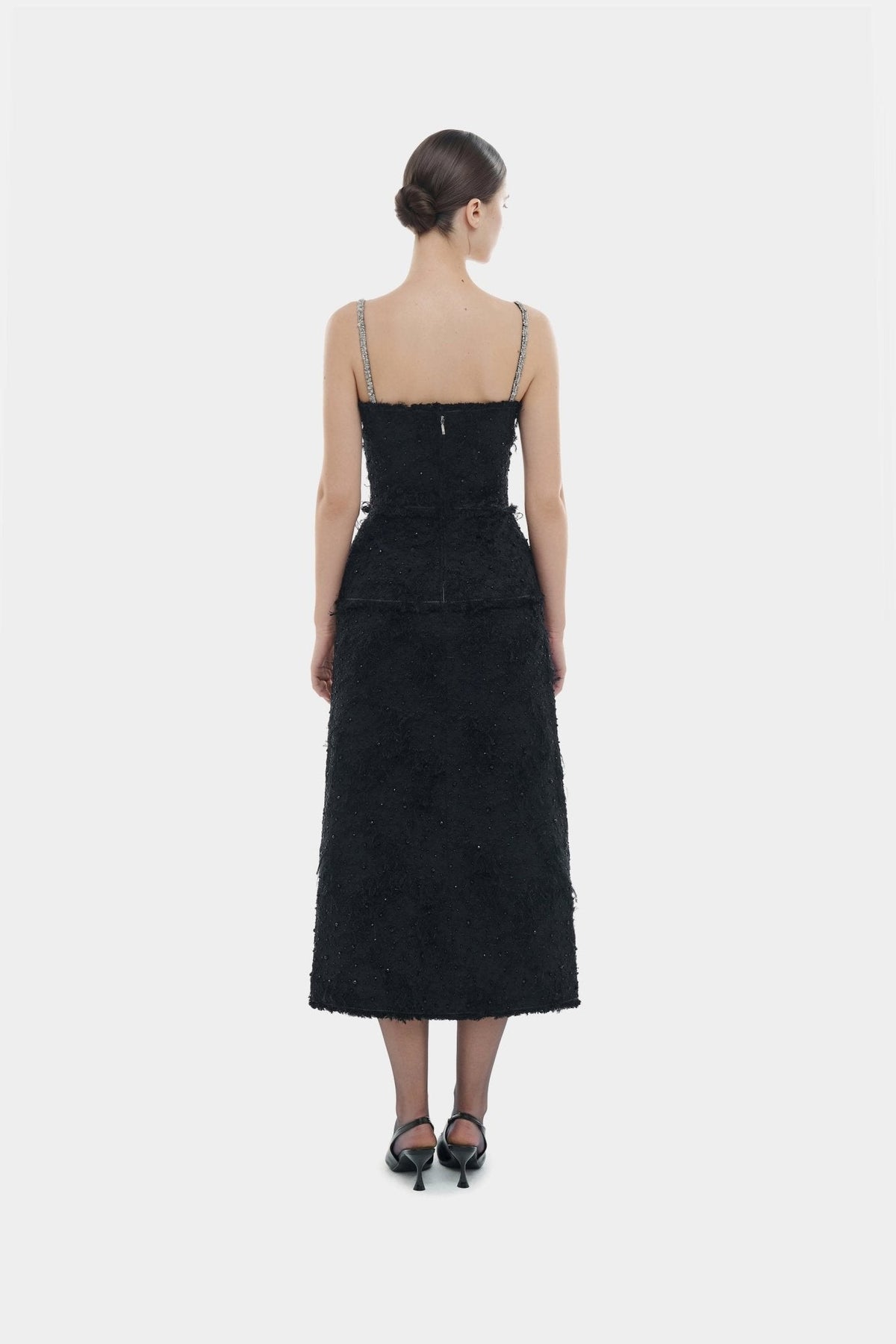 Black Crystal Beaded Dress by Montsand