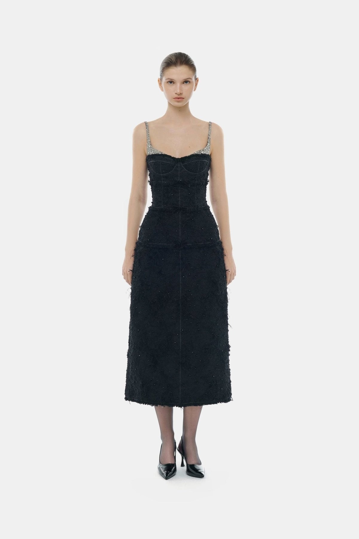 Black Crystal Beaded Dress by Montsand