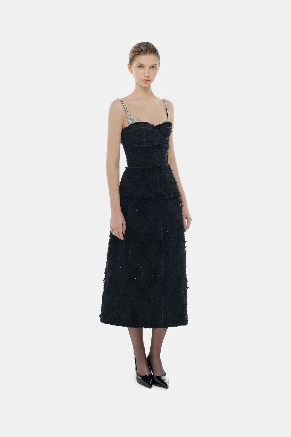 Black Crystal Beaded Dress by Montsand