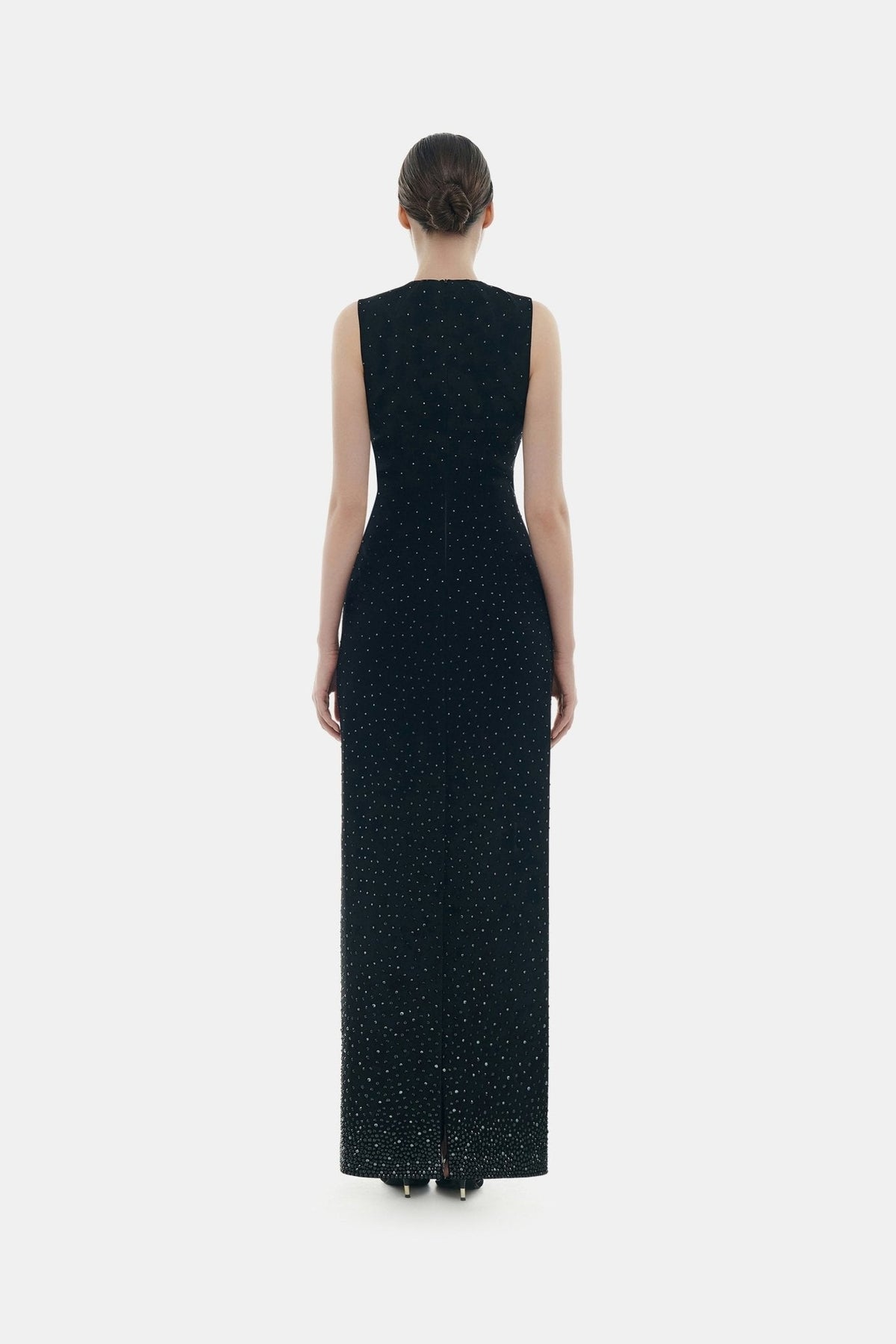 Black Crystal Beaded Maxi Dress by Montsand