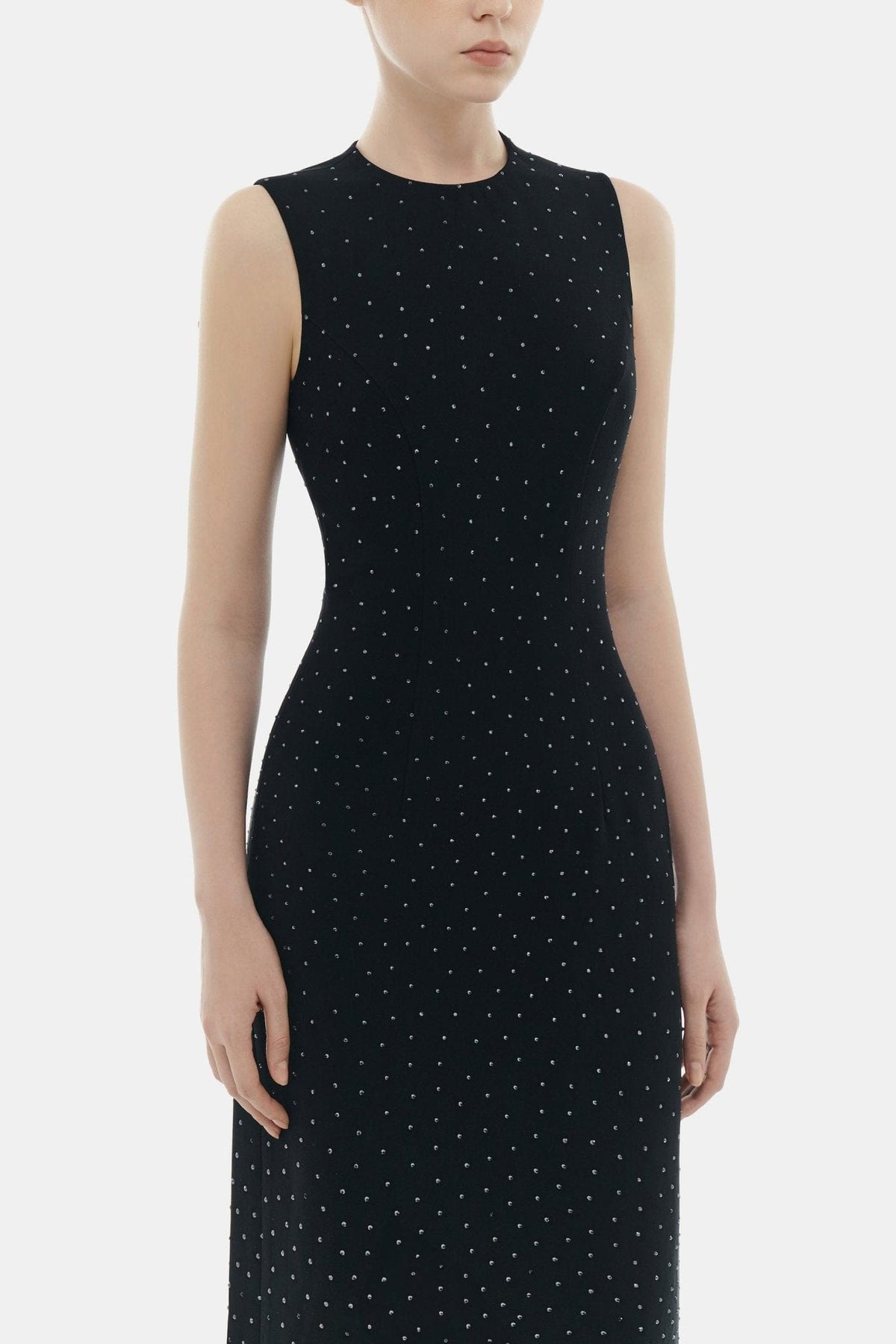Black Crystal Beaded Maxi Dress by Montsand