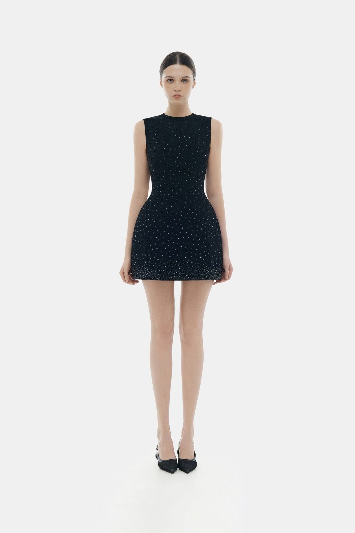 Black Crystal Beaded Mini Dress by Montsand