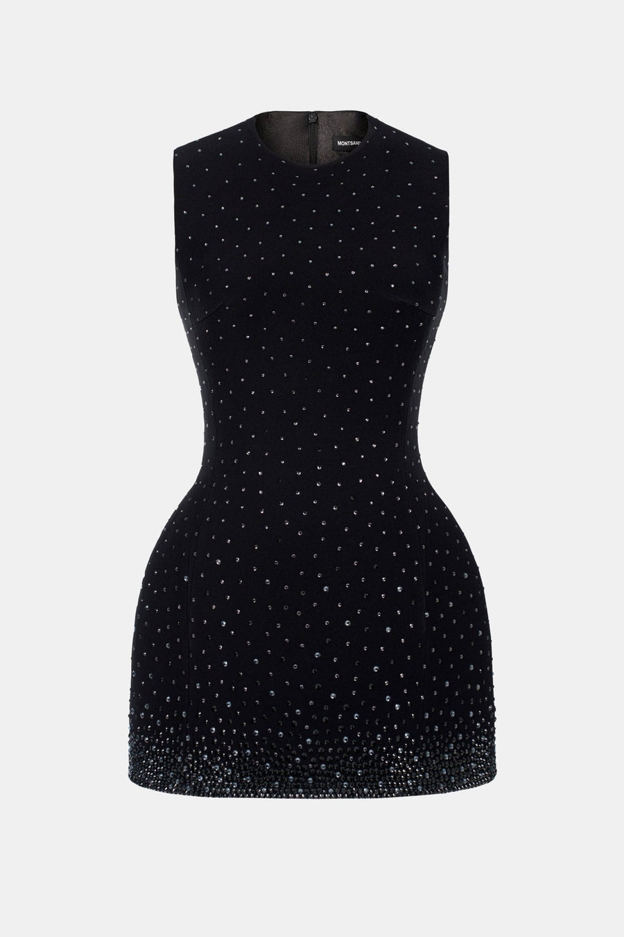 Black Crystal Beaded Mini Dress