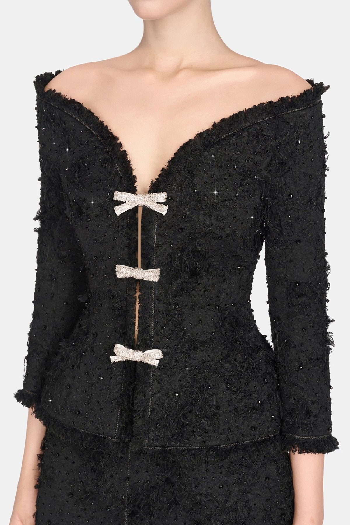 Black Crystal Beaded Mini Skirt by Montsand