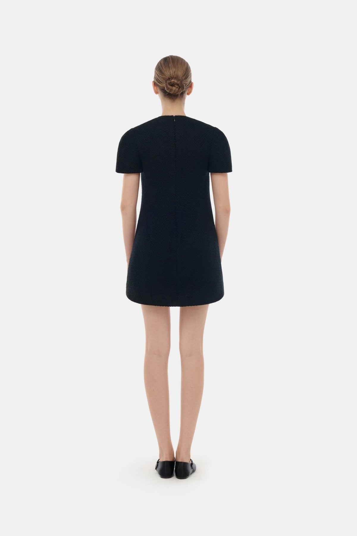 Black Deep-V Tweed Mini Dress by Montsand