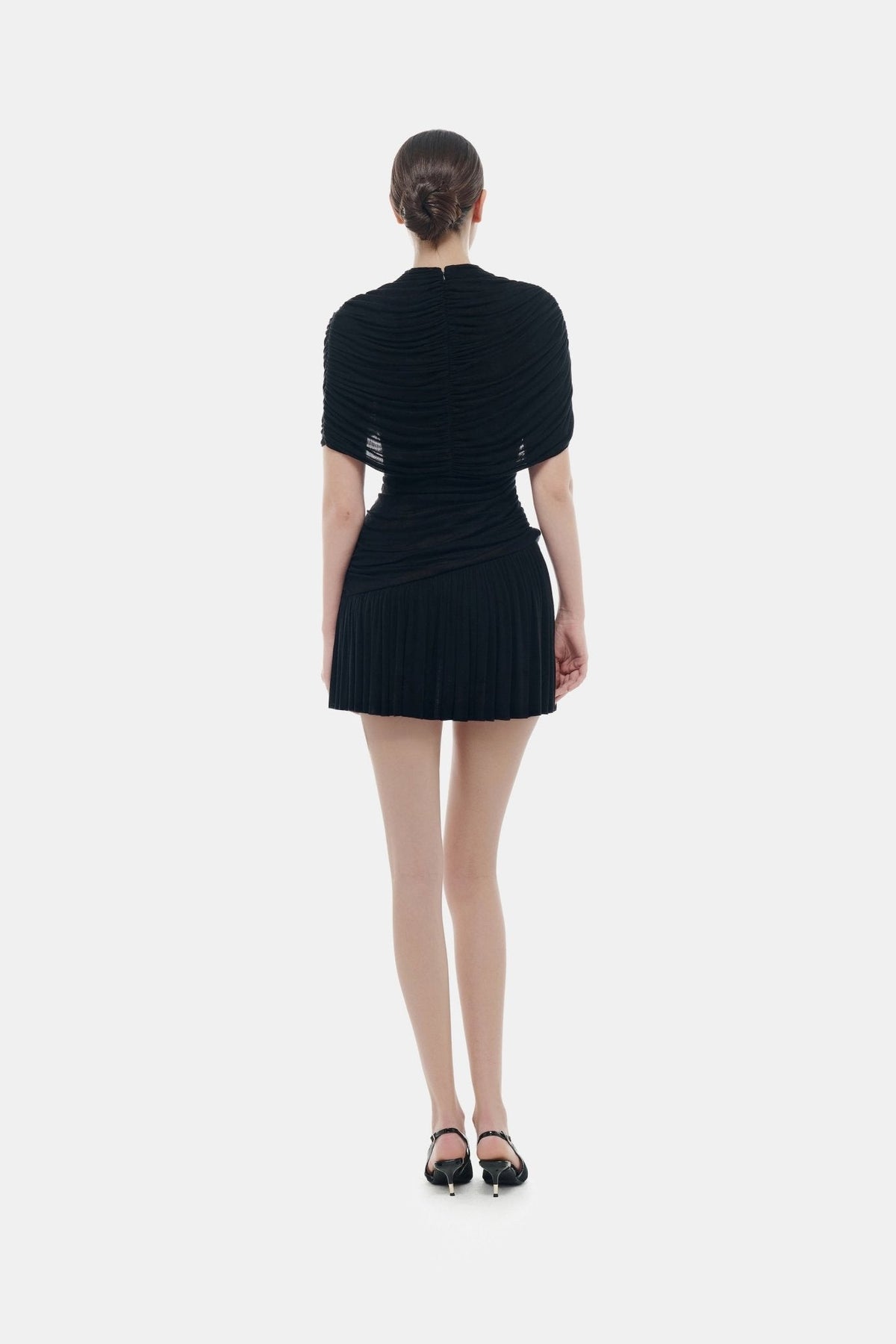 Black Draped Cape Mini Dress by Montsand