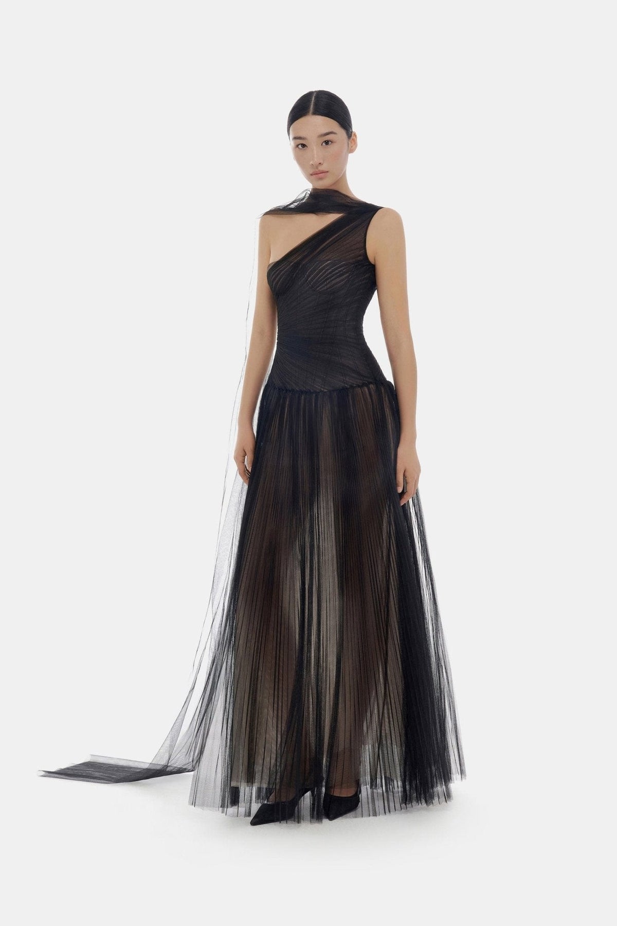 Black Draped Maxi Dress by Montsand