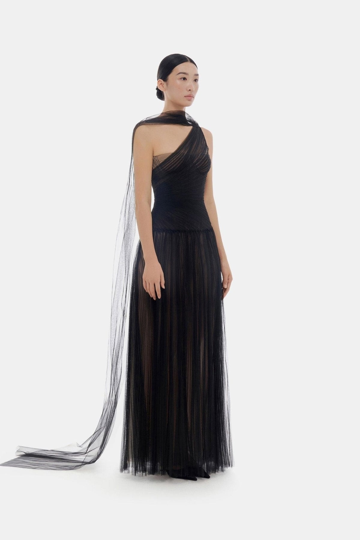 Black Draped Maxi Dress by Montsand