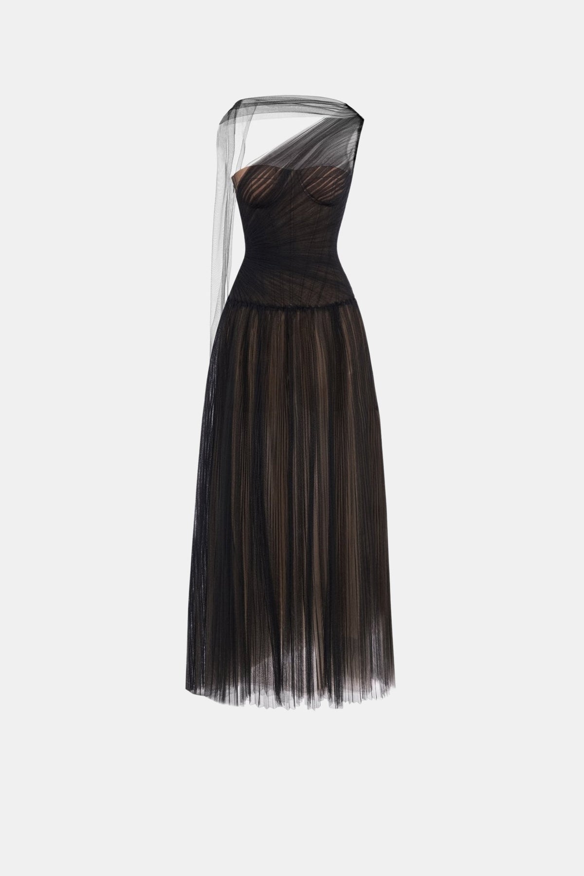 Black Draped Midi Dress by Montsand