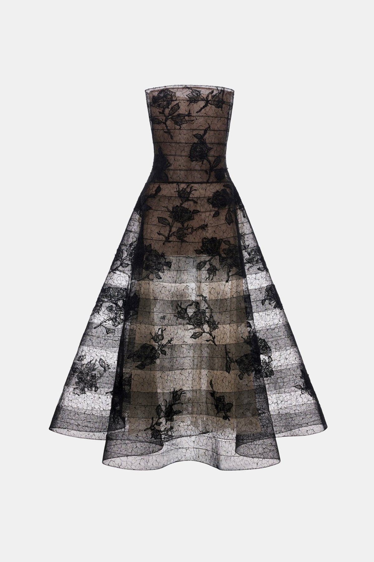 Black Floral Appliqué Midi Dress by Montsand