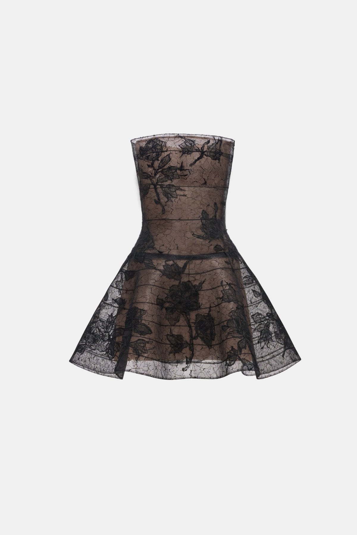 Black Floral Appliqué Mini Dress by Montsand