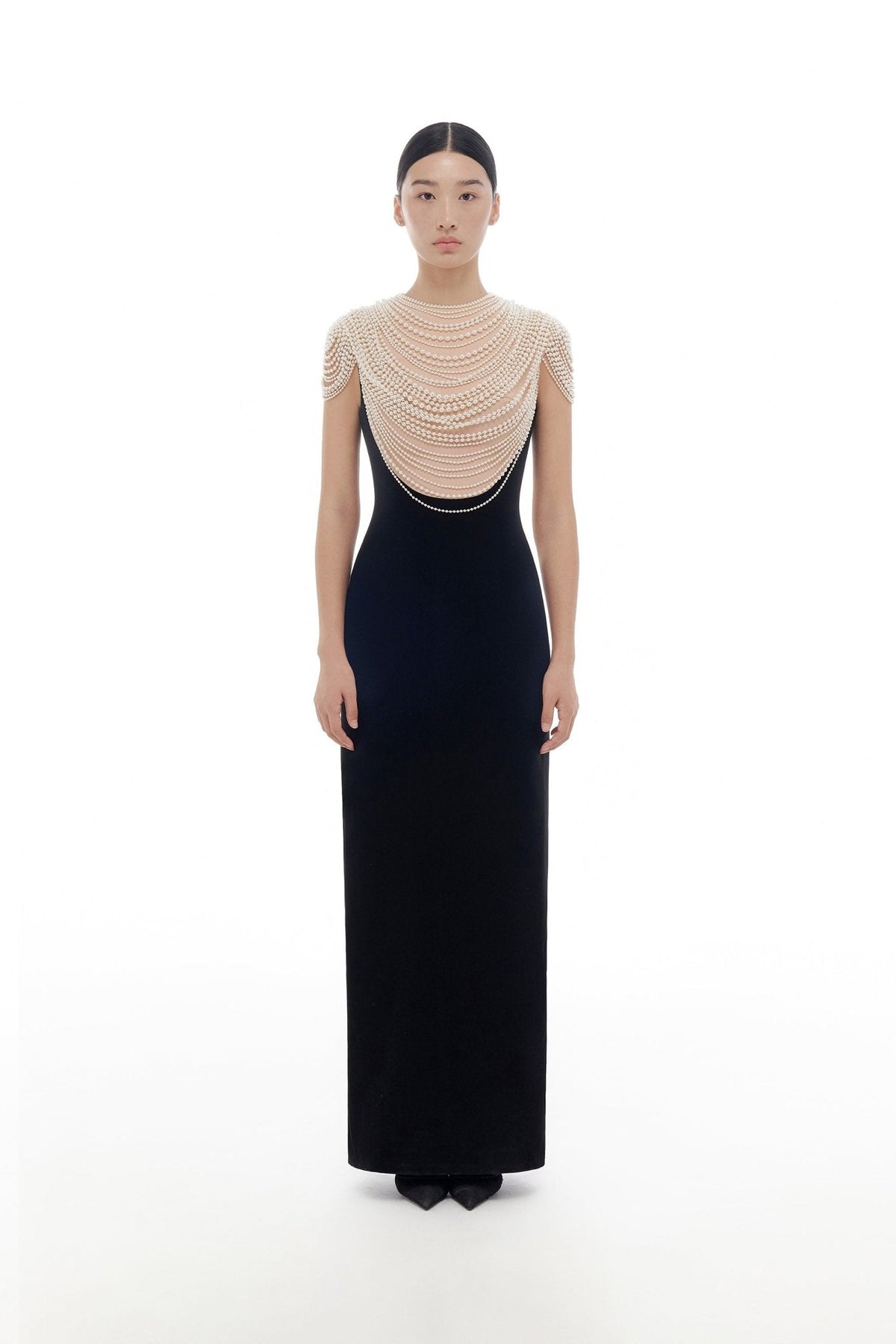 Black Lace Flower Pencil Dress by Montsand