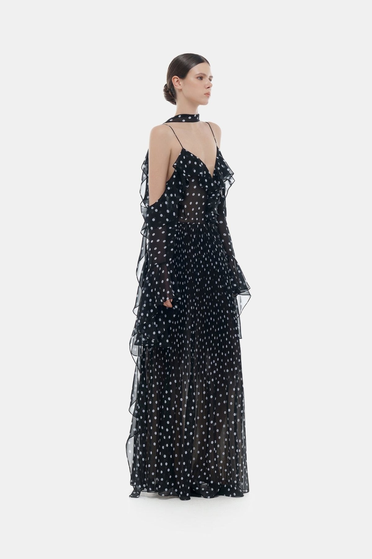 Black Off-shoulder Flowing Dress by Montsand