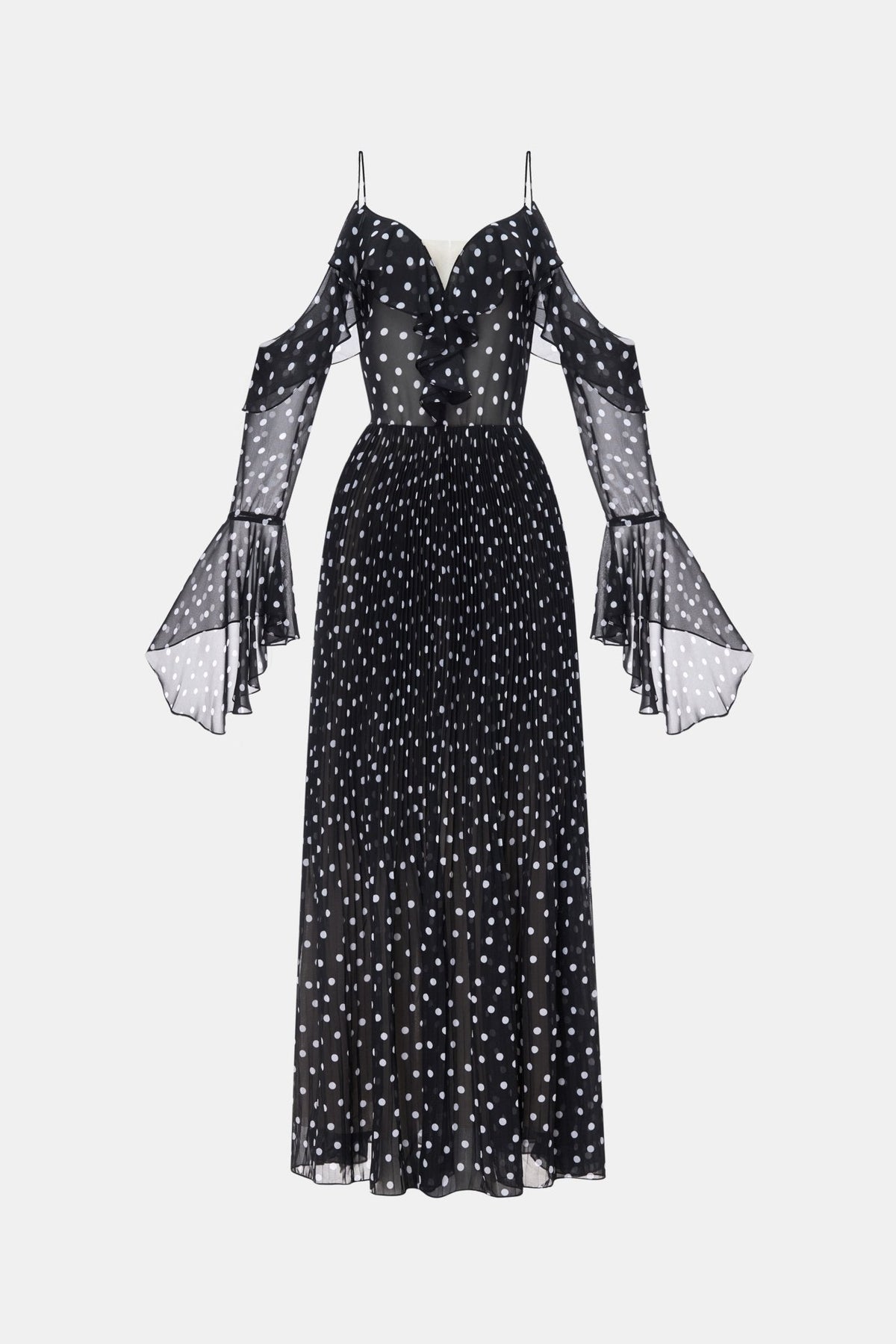 Black Off-shoulder Flowing Dress by Montsand