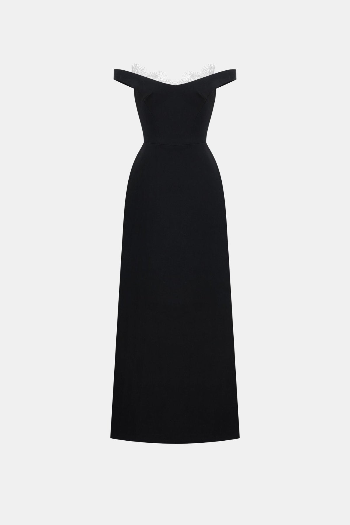Black Off Shoulder Lace Detail Midi Dress by Montsand