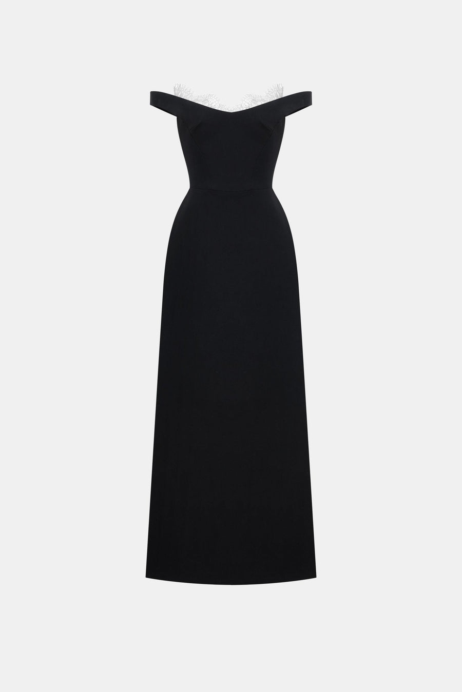 Black Off Shoulder Lace Detail Midi Dress
