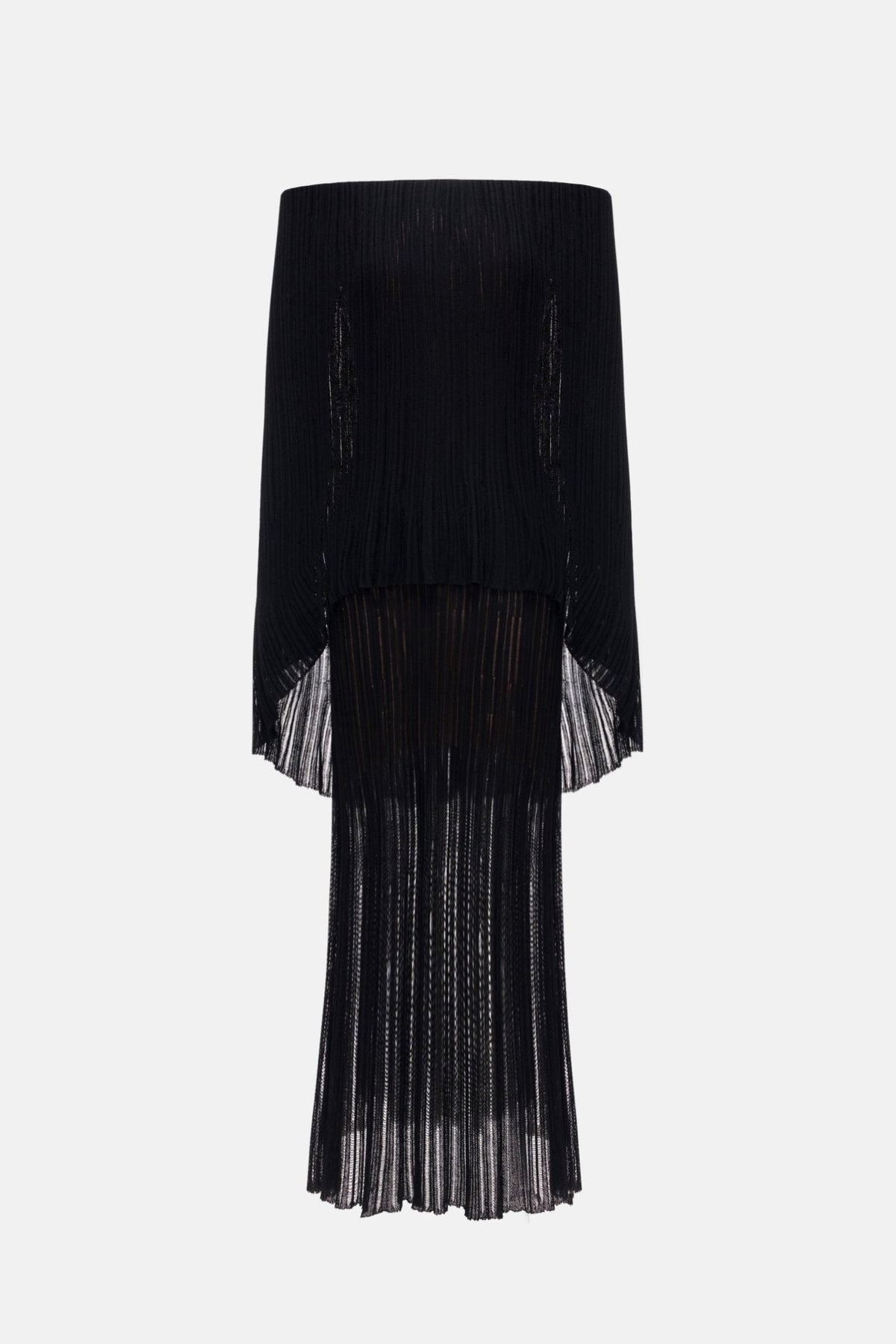 Black Off-Shoulder Pleated Maxi Dress by Montsand