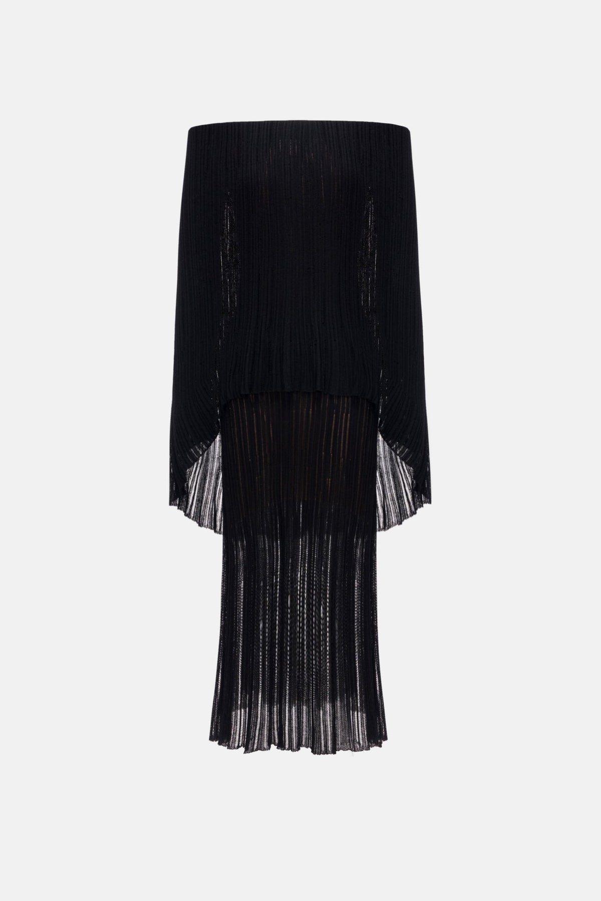 Black Off-Shoulder Pleated Midi Dress by Montsand