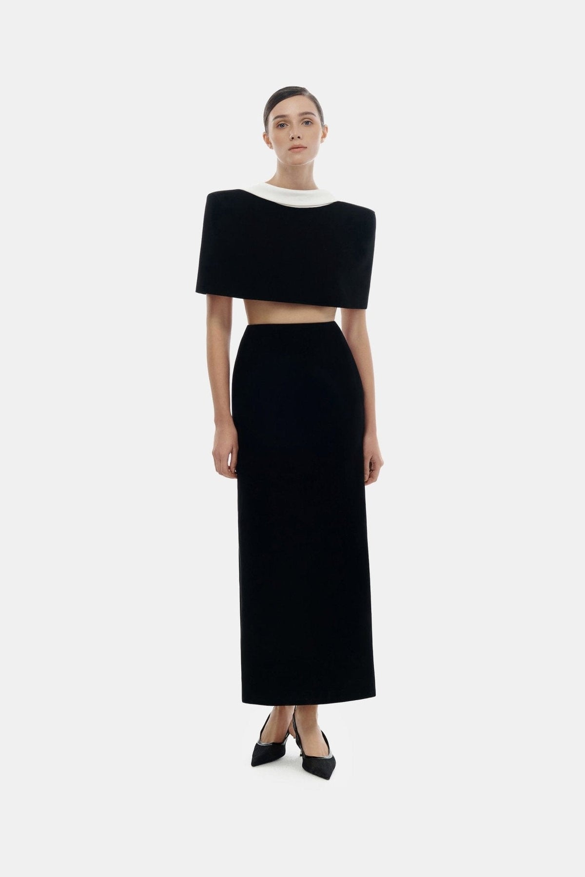 Black Open-back Cape Midi Dress by Montsand