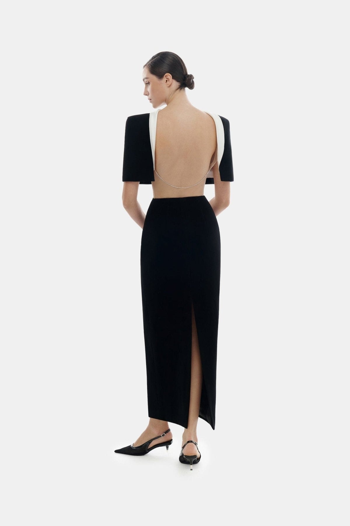 Black Open-back Cape Midi Dress by Montsand