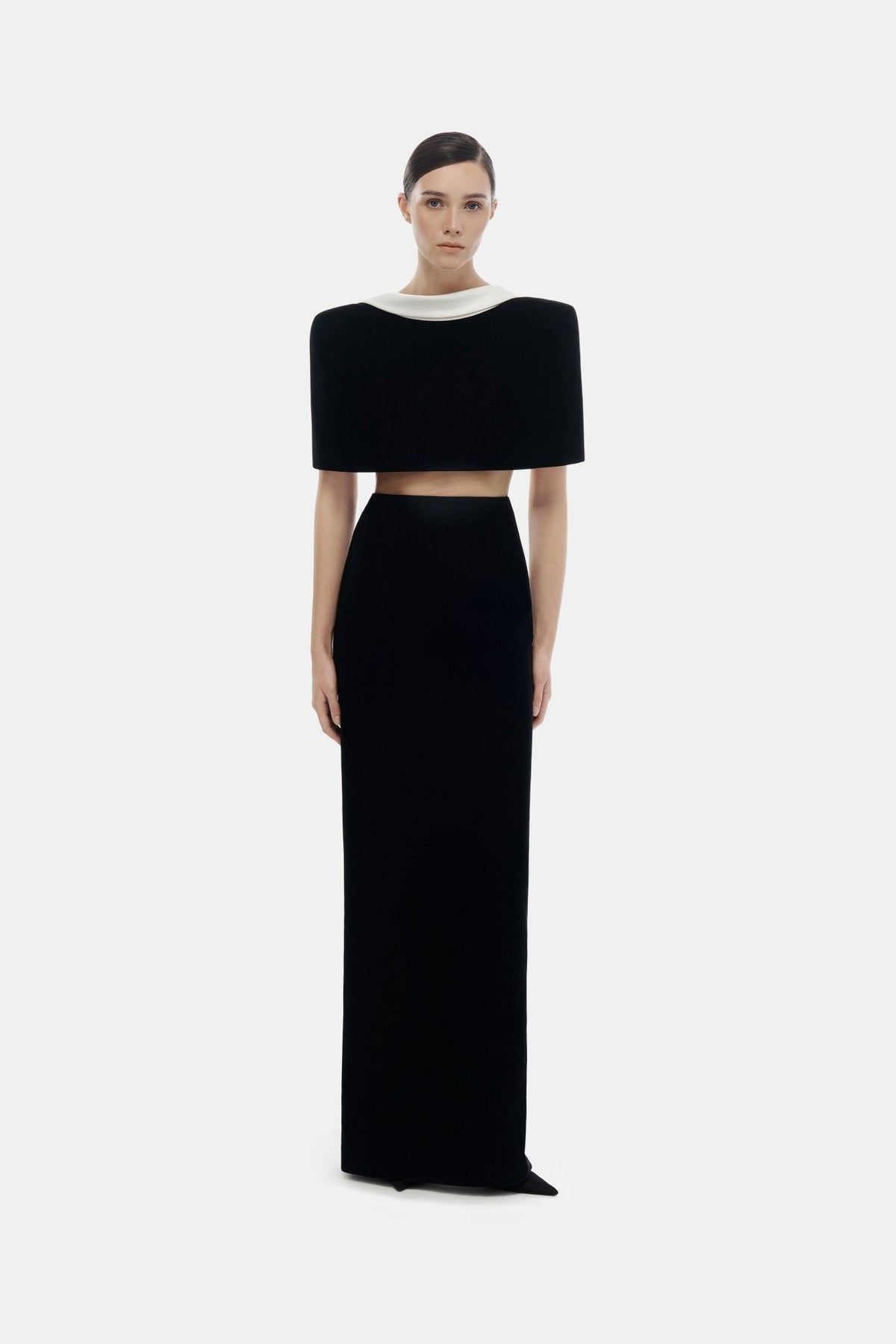 Black Open-back Cape Maxi Dress by Montsand