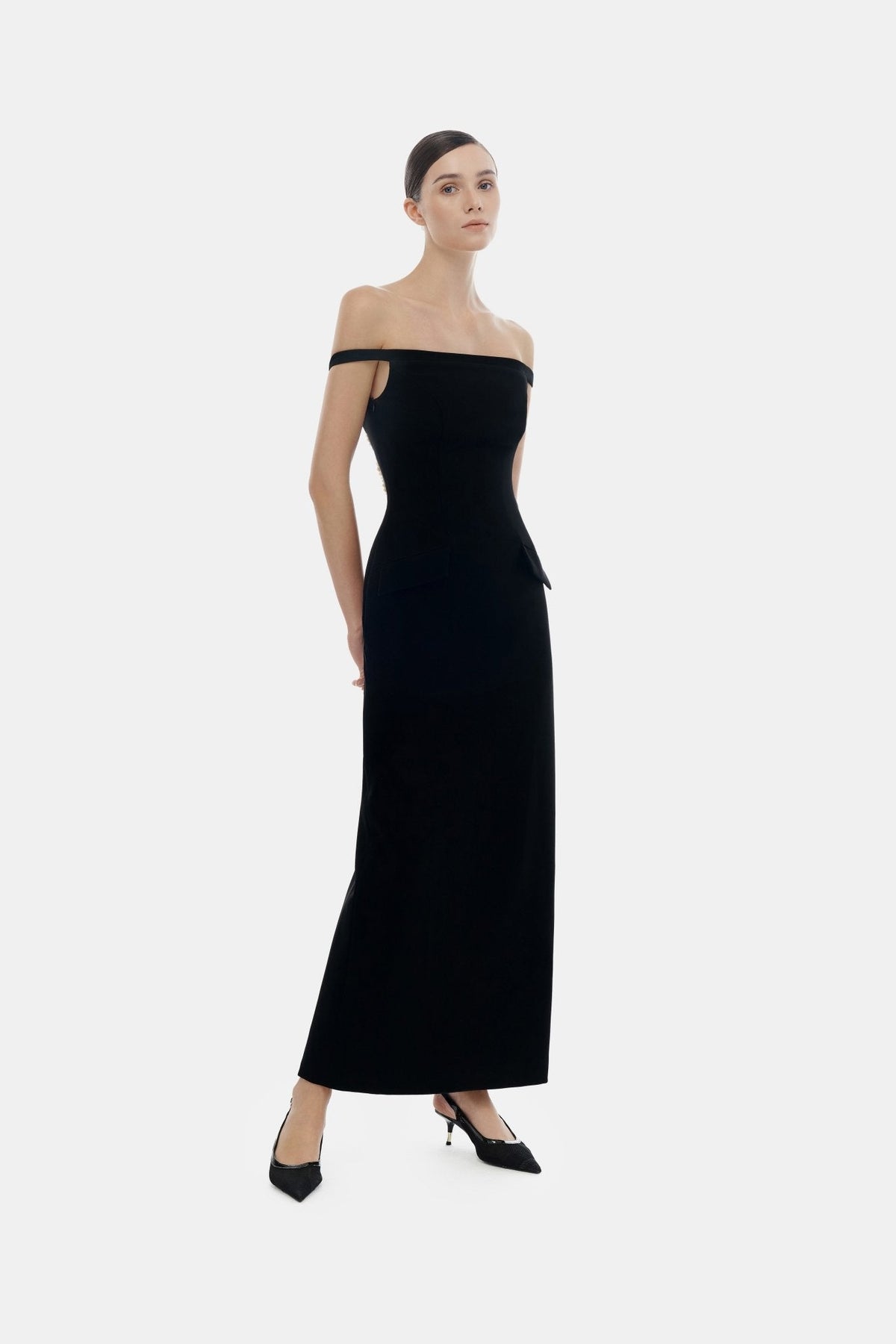 Black Pearl Beaded Midi Dress by Montsand