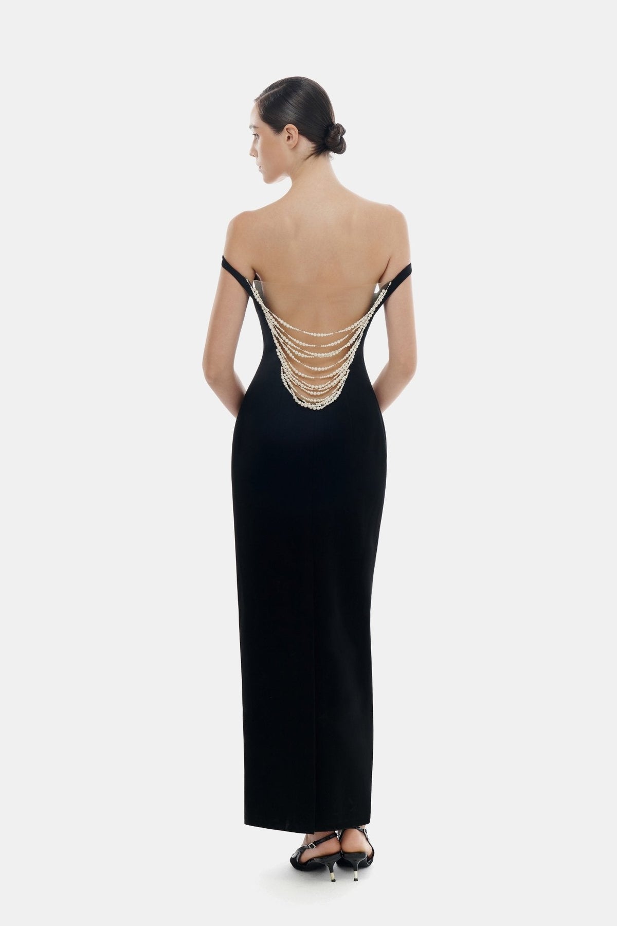 Black Pearl Beaded Midi Dress by Montsand