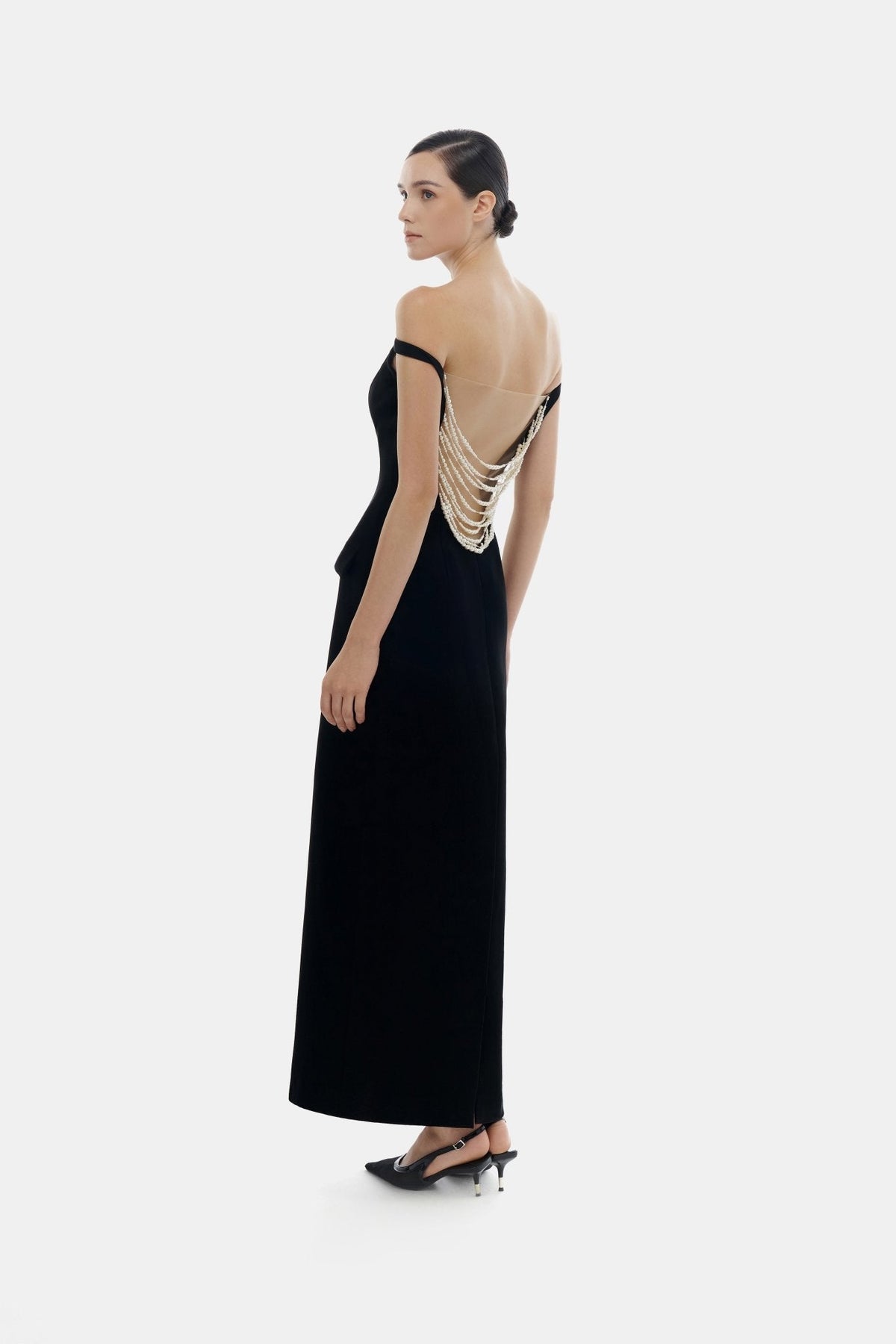 Black Pearl Beaded Midi Dress by Montsand