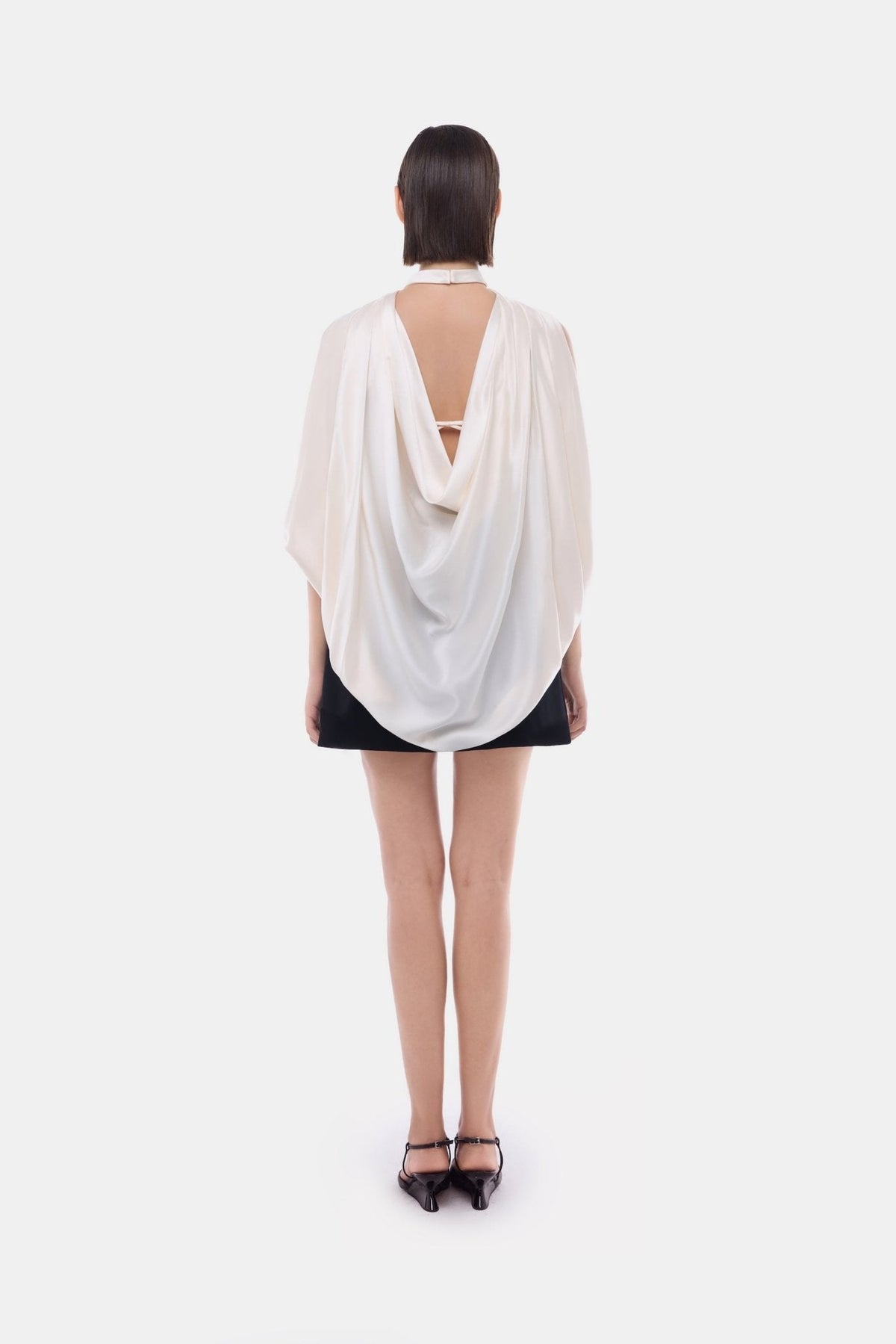 Black Scarf Mock Neck Mini Dress by Montsand