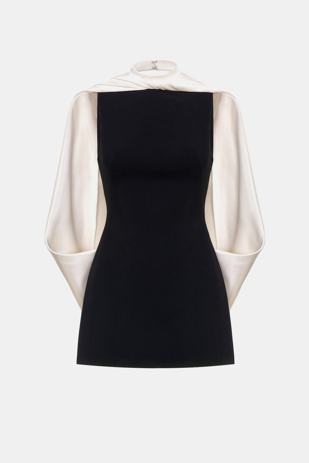 Black Scarf Mock Neck Mini Dress by Montsand