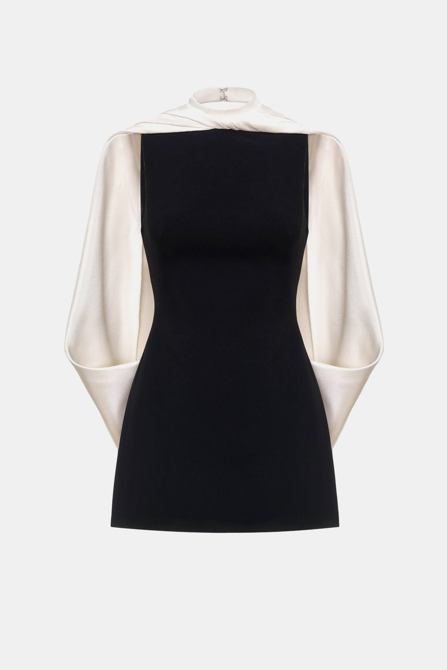 Black Scarf Mock Neck Mini Dress