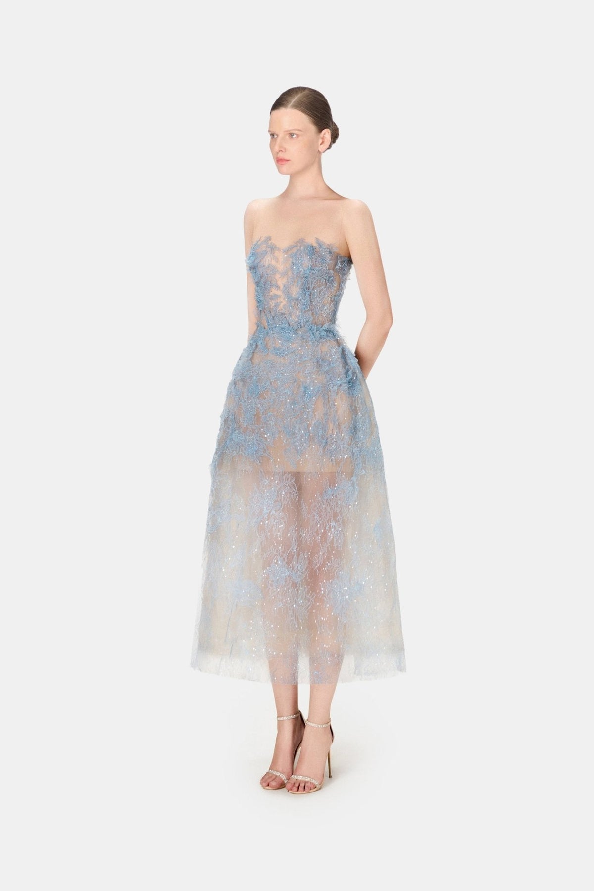 Blue Beaded Lace Dress by Montsand