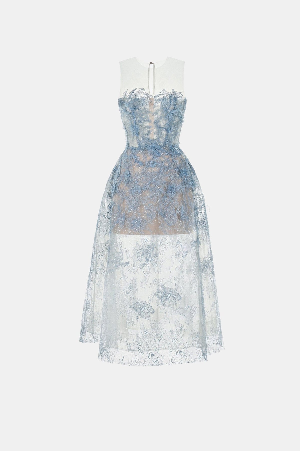 Blue Beaded Lace Dress by Montsand