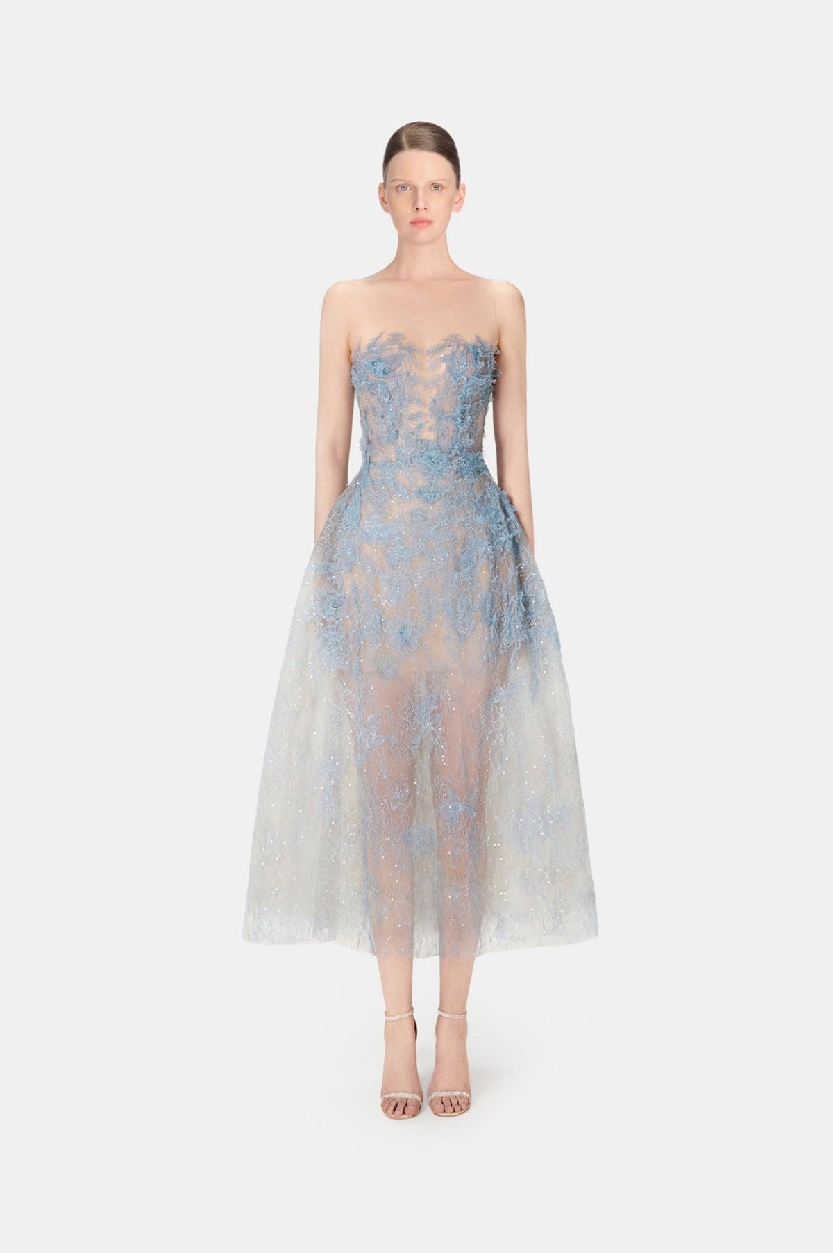 Blue Beaded Lace Dress by Montsand
