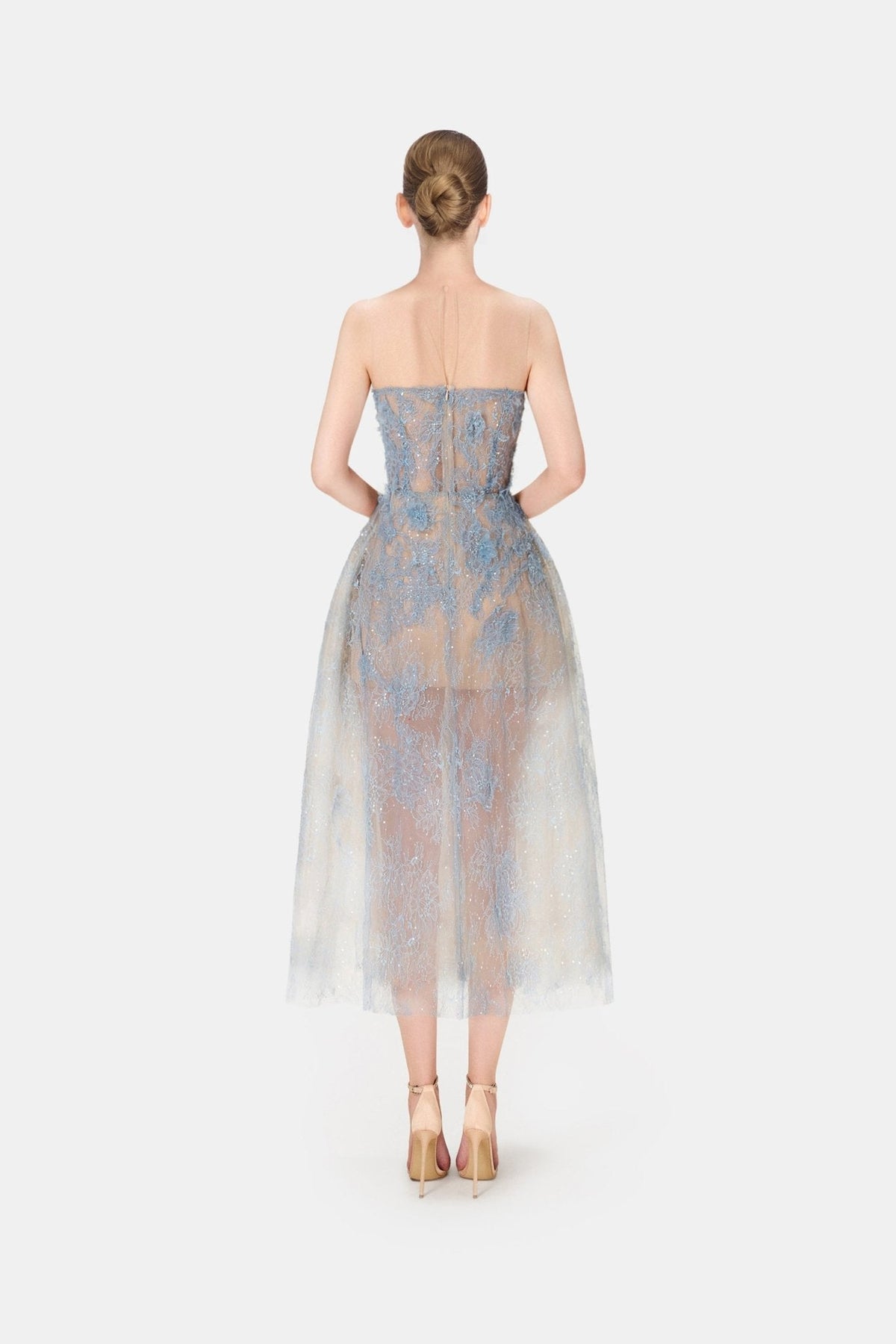 Blue Beaded Lace Dress by Montsand