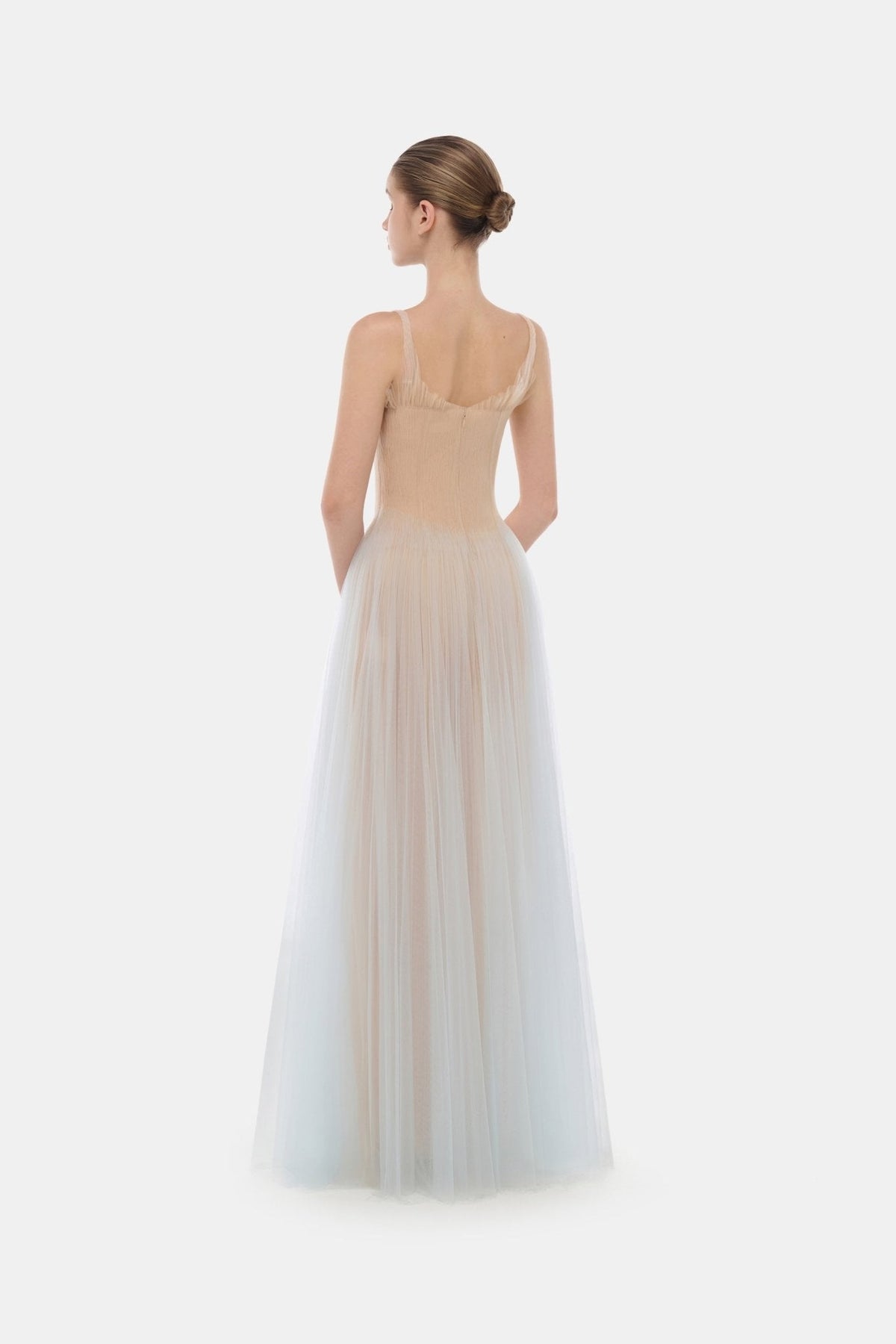Blue Corset Tulle Maxi Dress by Montsand