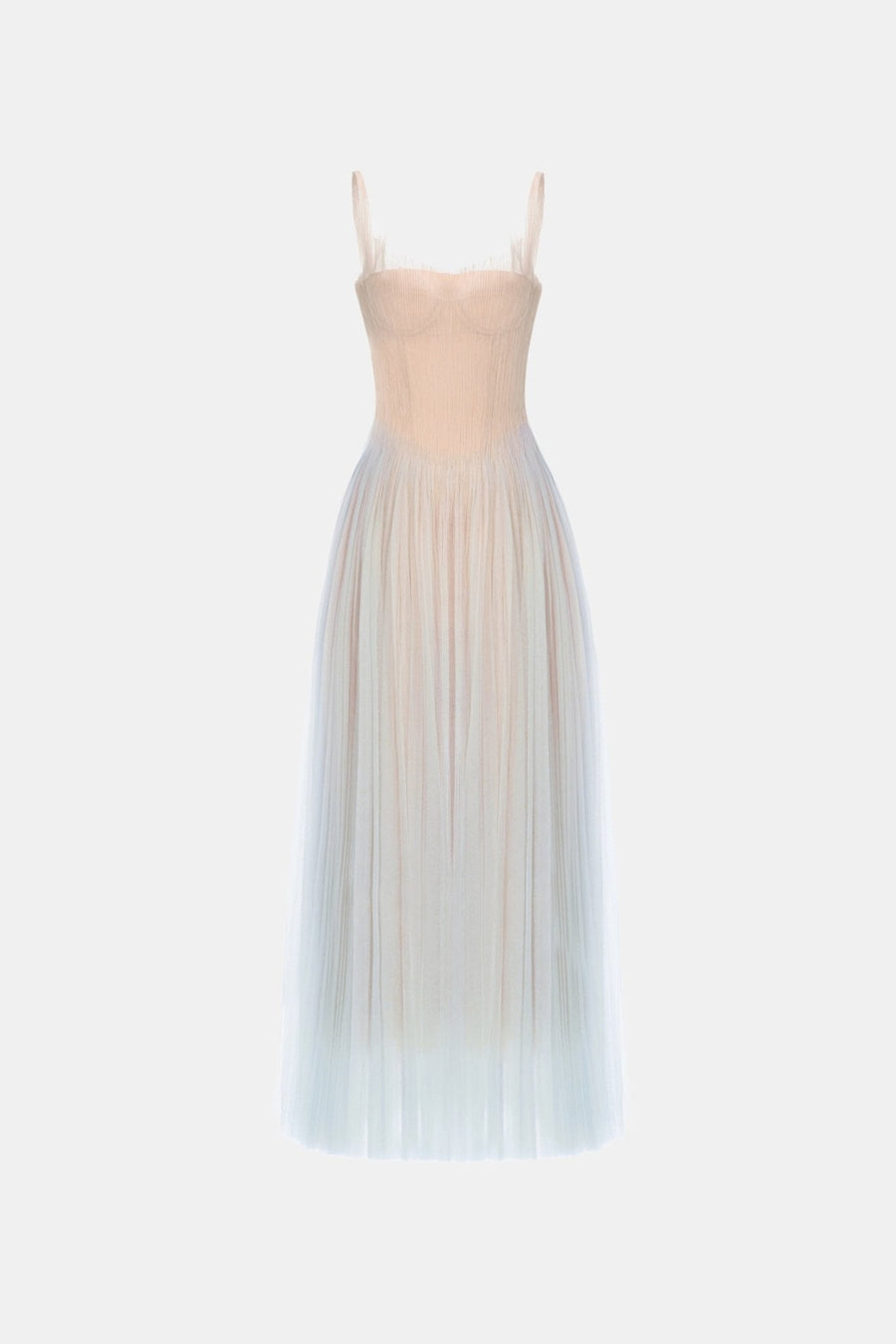 Blue Corset Tulle Maxi Dress