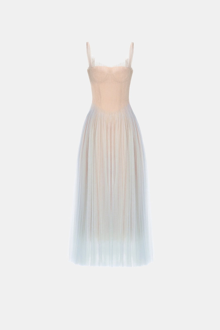 Blue Corset Tulle Midi Dress