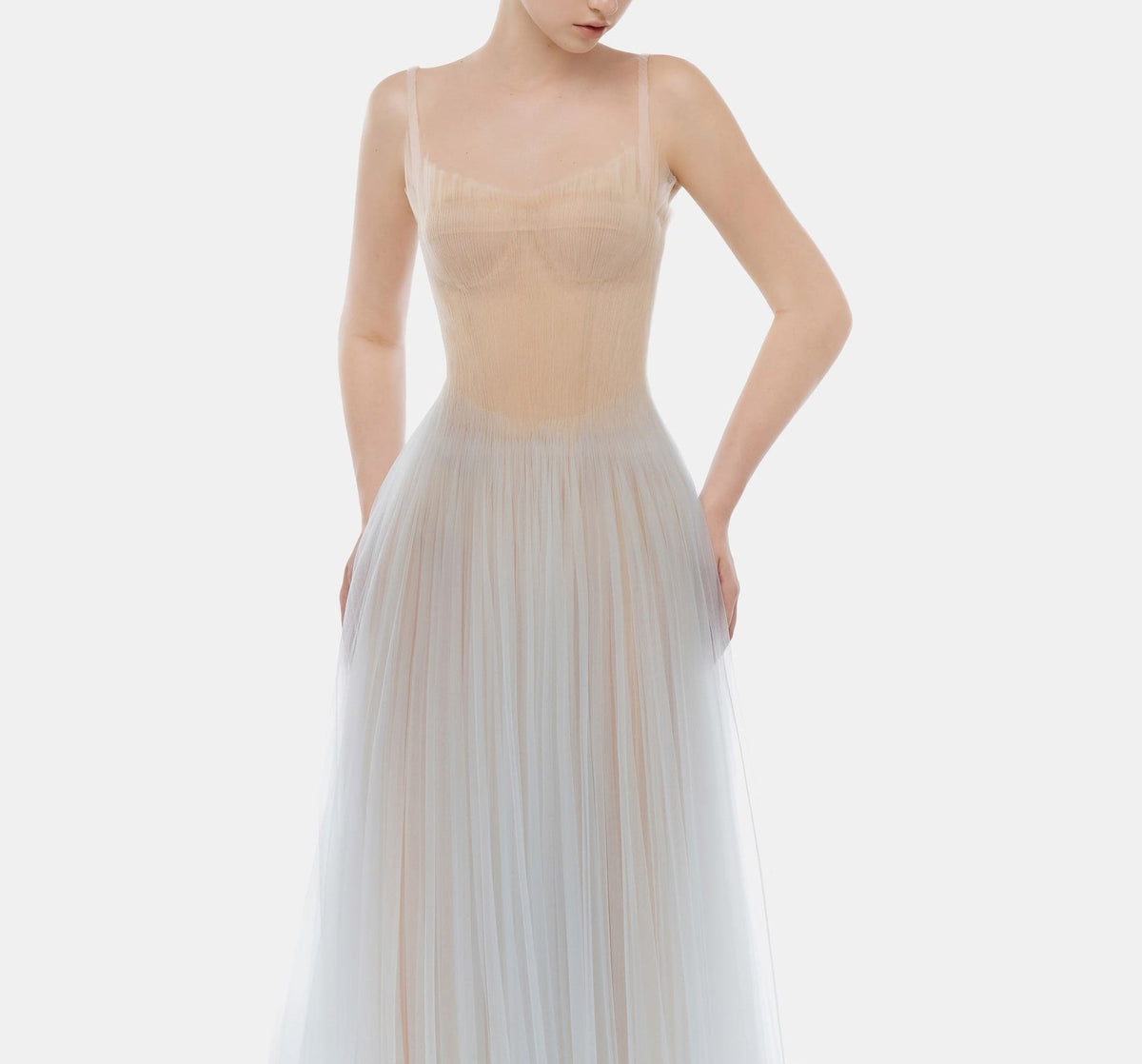 Blue Corset Tulle Maxi Dress by Montsand