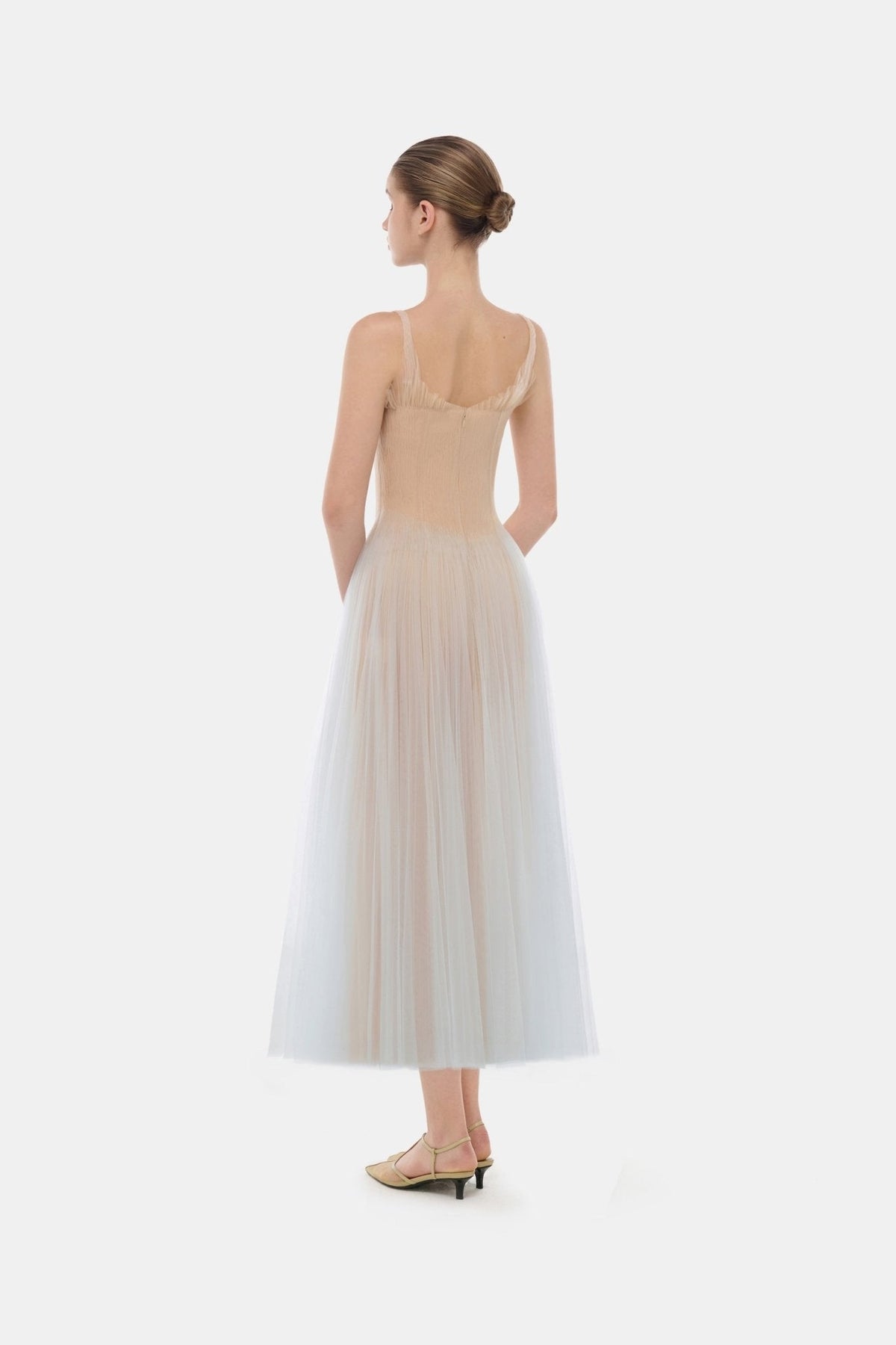 Blue Corset Tulle Midi Dress by Montsand