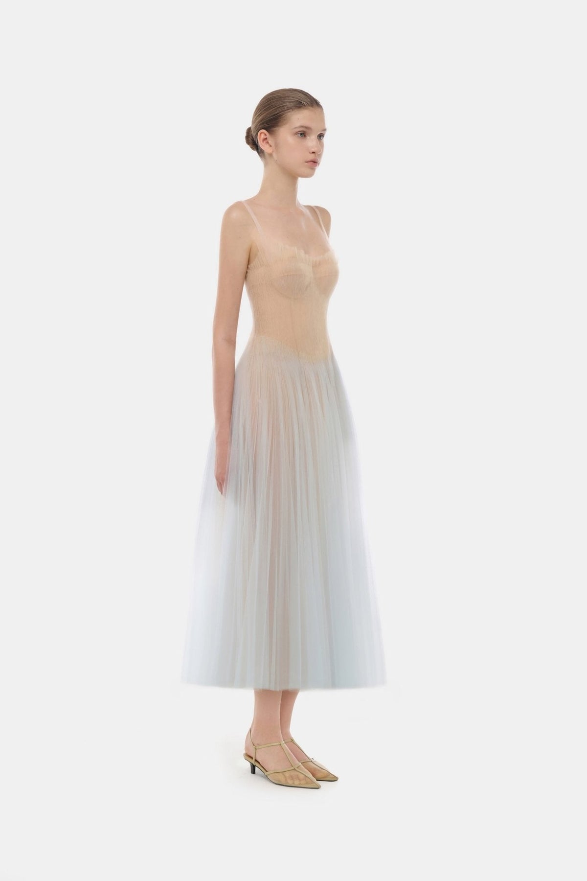 Blue Corset Tulle Midi Dress by Montsand